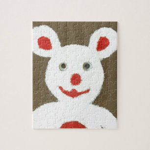 White Bear with Red Nose, Mouth, and Ears (Santa) Jigsaw Puzzle