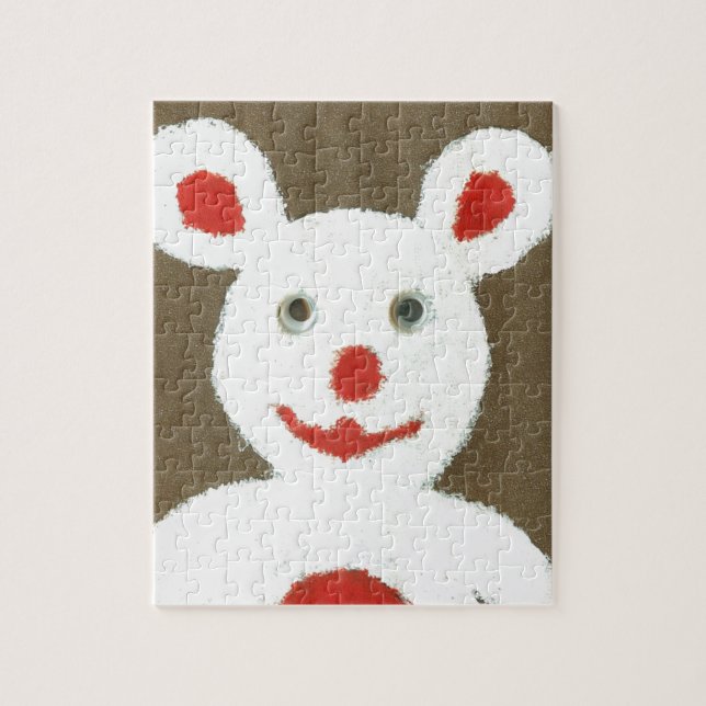 White Bear with Red Nose, Mouth, and Ears (Santa) Jigsaw Puzzle (Vertical)