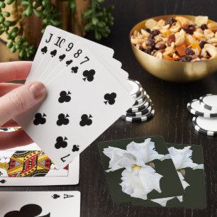 White Bearded Iris on Black Background Playing Cards