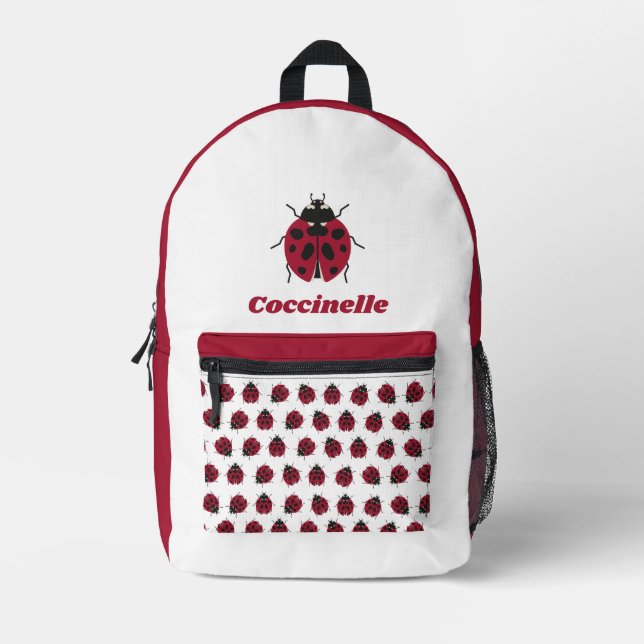 White Beetle Printed Backpack (Front)