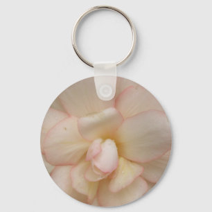 White Begonia Flower Keychain