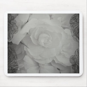 White Begonia Mouse Pad