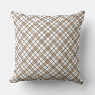 White beige black diagonal light checkered pattern cushion