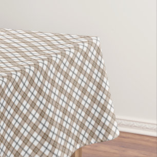 White beige black diagonal light chequered pattern tablecloth