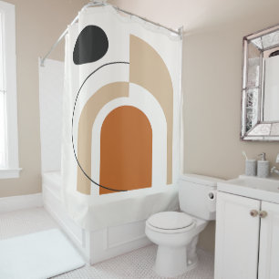 White, Beige, & Burnt Orange Abstract  Shower Curtain