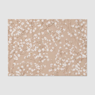White Beige Ditsy Pastel Boho 70s Vintage Floral  Tissue Paper