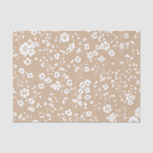 White Beige Ditsy Pastel Boho 70s Vintage Floral  Tissue Paper