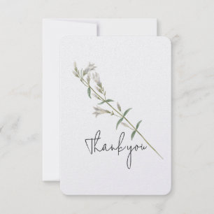 White Bellflower Stem Thank You Card