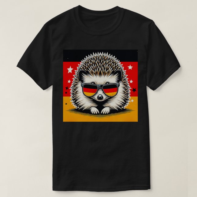 White Bellied Hedgehog With Sunglasses Animal Love T-Shirt (Design Front)