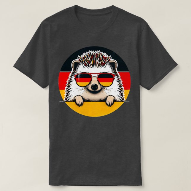 White Bellied Hedgehog With Sunglasses Animal Love T-Shirt (Design Front)