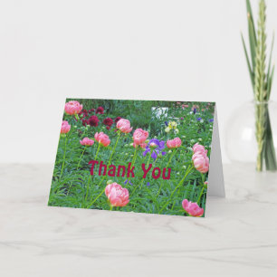WHITE BENCH IN PEONY GARDEN/"THANK YOU" THANK YOU CARD