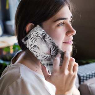 White Bengal Tiger Photography Add Name   Black Case-Mate iPhone Case