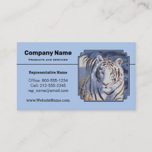 White Bengal Tiger Sky Blue Business Card