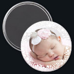 White Berry Framed Baby Photo Magnet<br><div class="desc">A circle of pretty,  graphic floral berries and leaves delicately frame your favourite baby photo to create a perfect keepsake or give as a gift to parents and grandparents.</div>