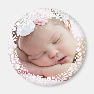 White Berry Framed Baby Photo Magnet