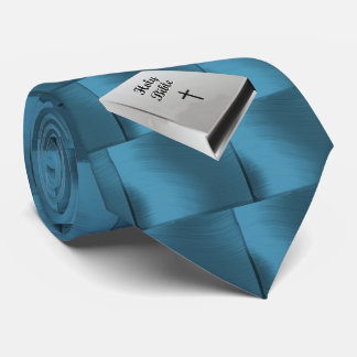 WHITe BIBLE -ON TEAL SQUARES Tie