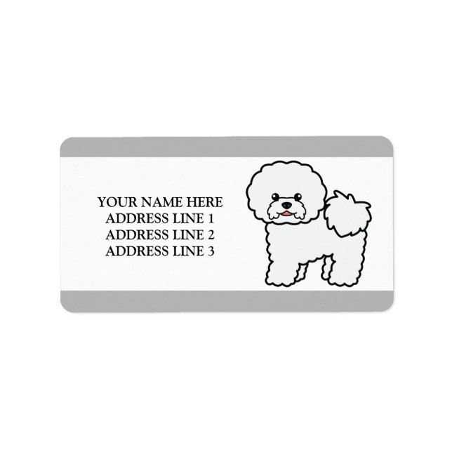White Bichon Frise Dog And Personalised Text Label (Front)