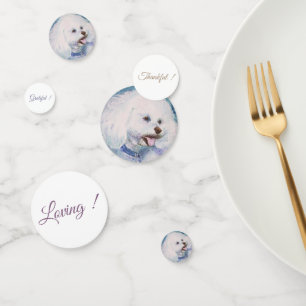 White Bichon Frise Puppy Birthday Confetti