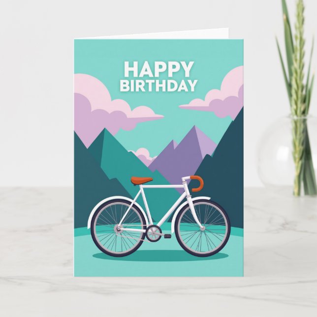 White Bicycle Birthday Card (Front)