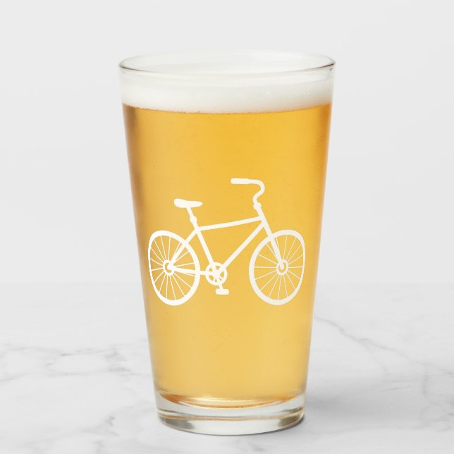 White Bicycle Glass (Front Filled)