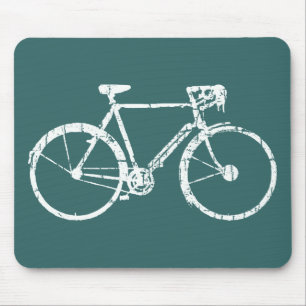 white bicycle mouse pad