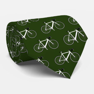 White Bicycle On Forest Green Tie