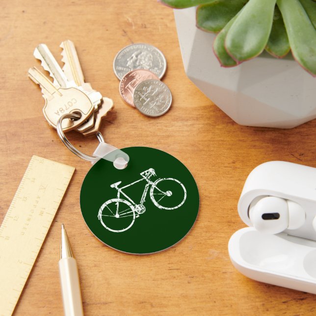 White Bicycle on Green Key Ring (Desk)