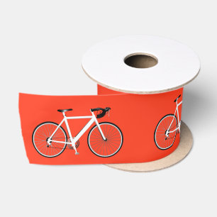 White Bicycle on Orange Satin Ribbon
