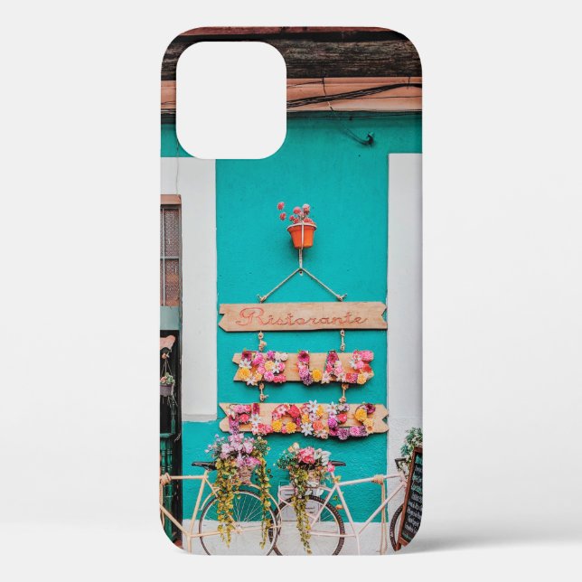 WHITE BICYCLE PARKED BESIDE TEAL PAINTED CONCRETE  Case-Mate iPhone CASE (Back)