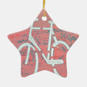 White Bicycle Red Street, Traffic Sign Bicycles Ceramic Tree Decoration
