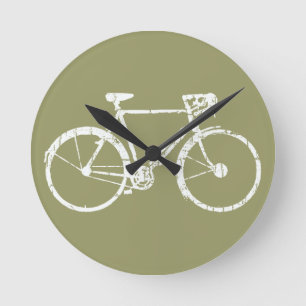 white bicycle round clock