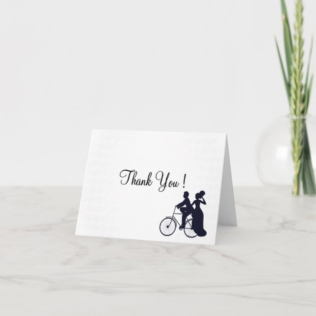 White Bicycle Wedding Thank You Blank Inside Card (Front)