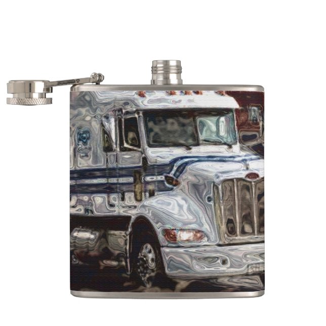 White Big Rig Truckers Lorry & Highway Truckers Hip Flask (Opened)