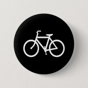 White Bike Route 6 Cm Round Badge