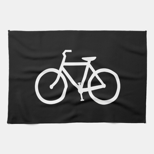 White Bike Route Tea Towel (Horizontal)