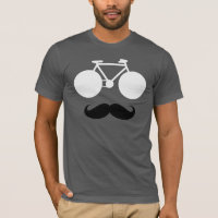 white bike with moustache