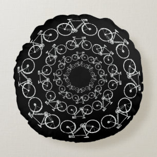white bikes in circles round cushion