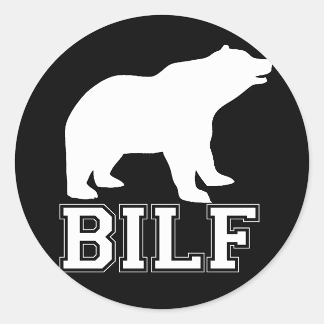 WHITE BILF CLASSIC ROUND STICKER (Front)