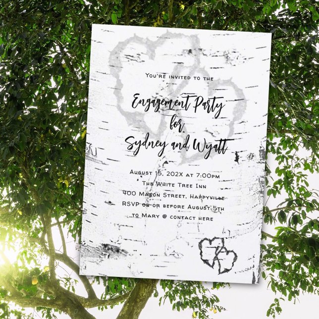 White Birch Bark Engagement Party Invitation (Creator Uploaded)