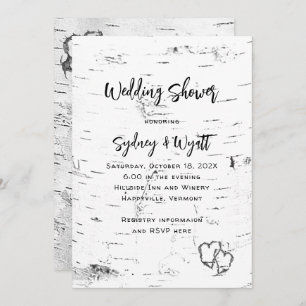 White Birch Bark Wedding Shower Invitation
