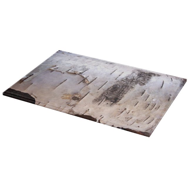 White Birch Tree Bark Photography Cutting Board (Corner)