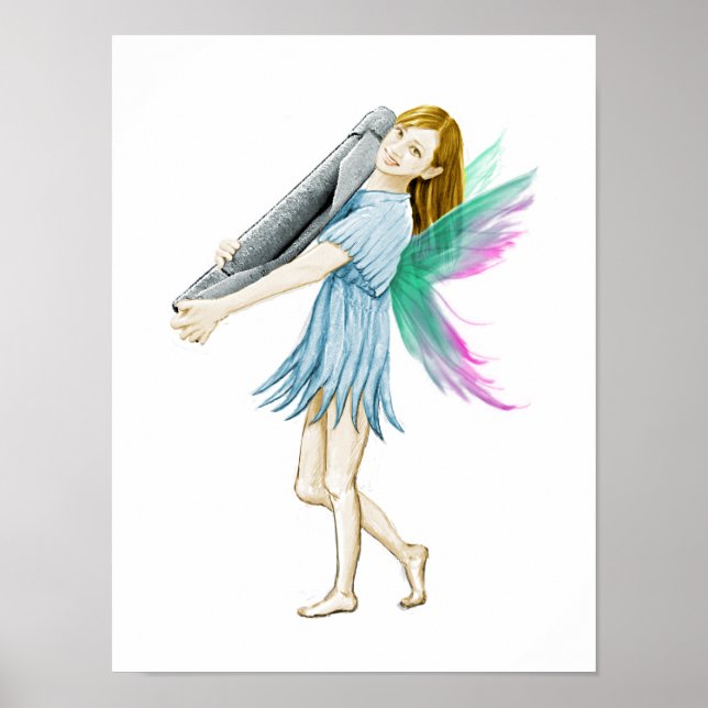 White Birch Tree Fairy Carrying Bark Poster (Front)