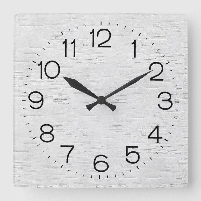 White Birch Tree Square Wall Clock (Front)