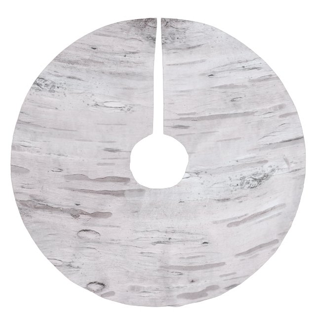 White Birch Tree Wood Rustic Holiday Christmas Brushed Polyester Tree Skirt (Front)