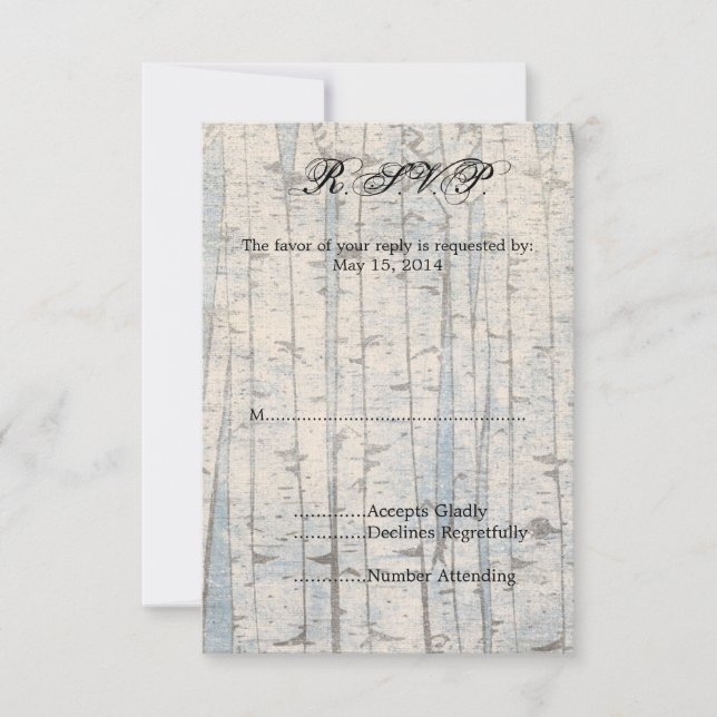 White Birch Trees  RSVP Card (Front)