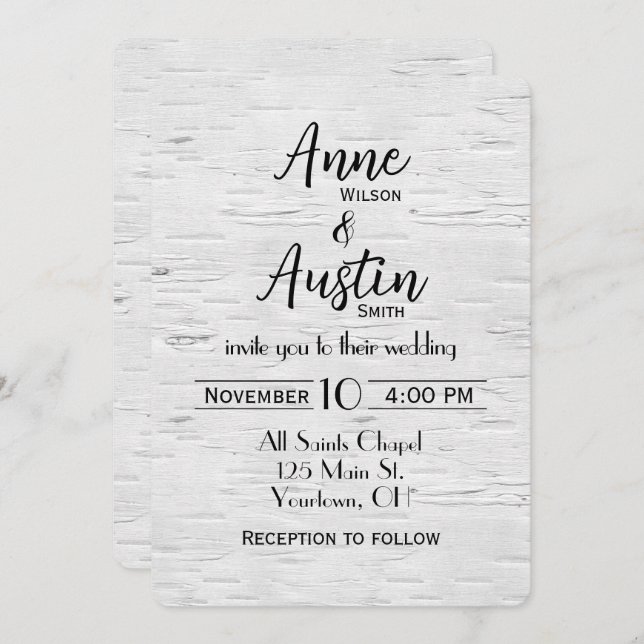 White Birch Wedding Invite (Front/Back)