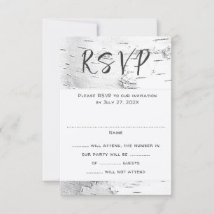 White Birch Wedding RSVP Guest Count Enclosure