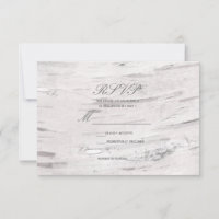 White Birch Wood Rustic Barn Country Wedding RSVP