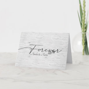 White Birch Wood Wedding Thank You Card