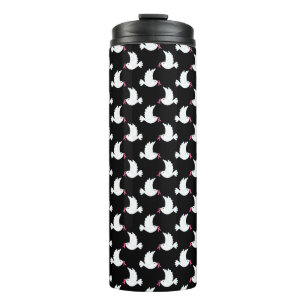 White Bird Breast Cancer Awareness Pattern Thermal Tumbler